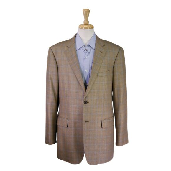 John W. Nordstrom Other - John W Nordstrom Loro Piana Brown Blue Windowpane Wool Silk Sportcoat Blazer 42L